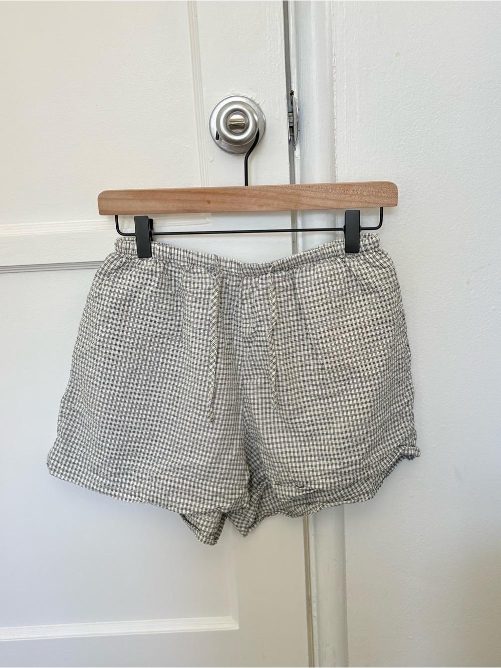 ARCAA Beige Gingham Lounge Shorts